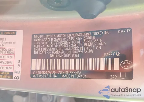 2018 Toyota C-Hr Xle Premium from USA, damaged, VIN NMTKHMBX0JR034861